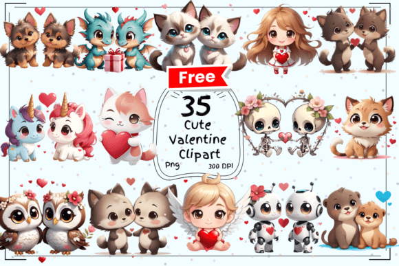 35 Cute Valentines Day Clipart for Creative Design