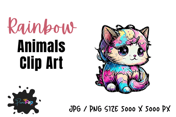 Colorful Rainbow Animals Clip Art for Vibrant Designs
