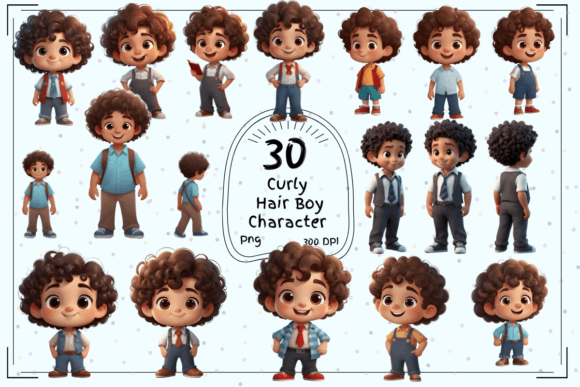 Curly Hair Boy Character: A Versatile Design Asset