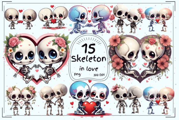Cute Skeleton in Love Clipart: A Design Asset Guide