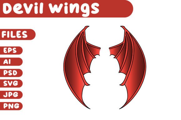 Devil Red Wings Flying Hell: A Bold Graphic Asset
