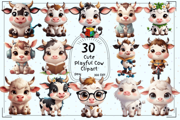 Moo-tiful Delights: 30 Kawaii Cow Clipart for Creative Projects
